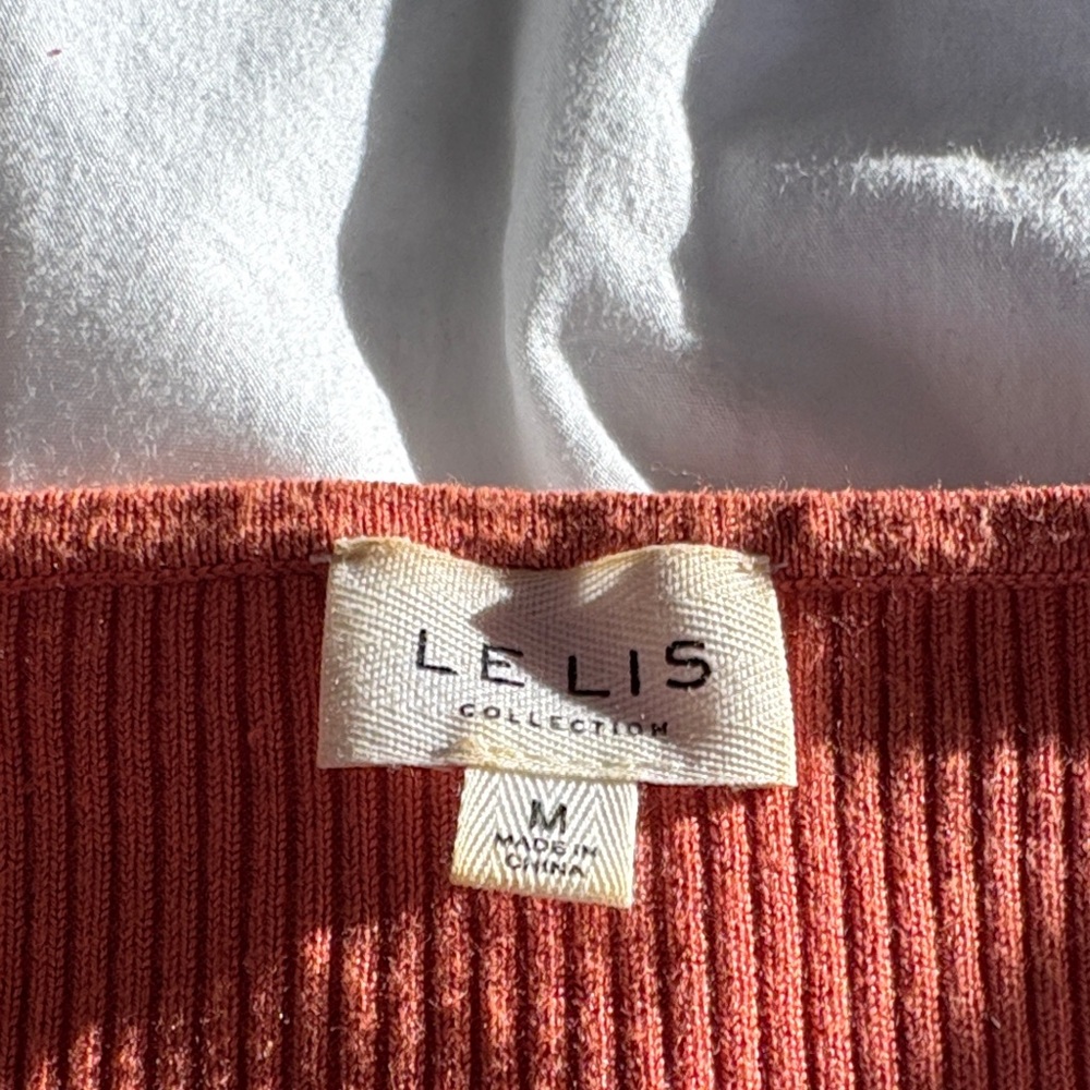 Rust Orange Ribbed Wrap Top - Picture 2 of 4